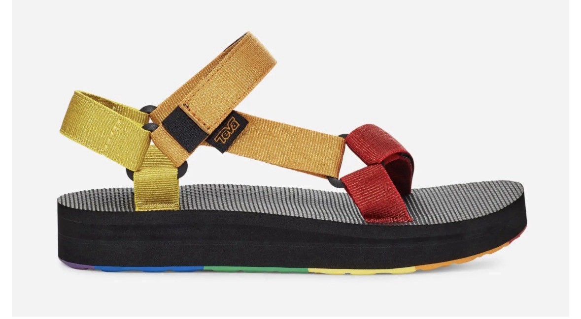 TEVA 1122011 Womens Sz 9 Midform Universal Pride Metallic Rainbow Sandals