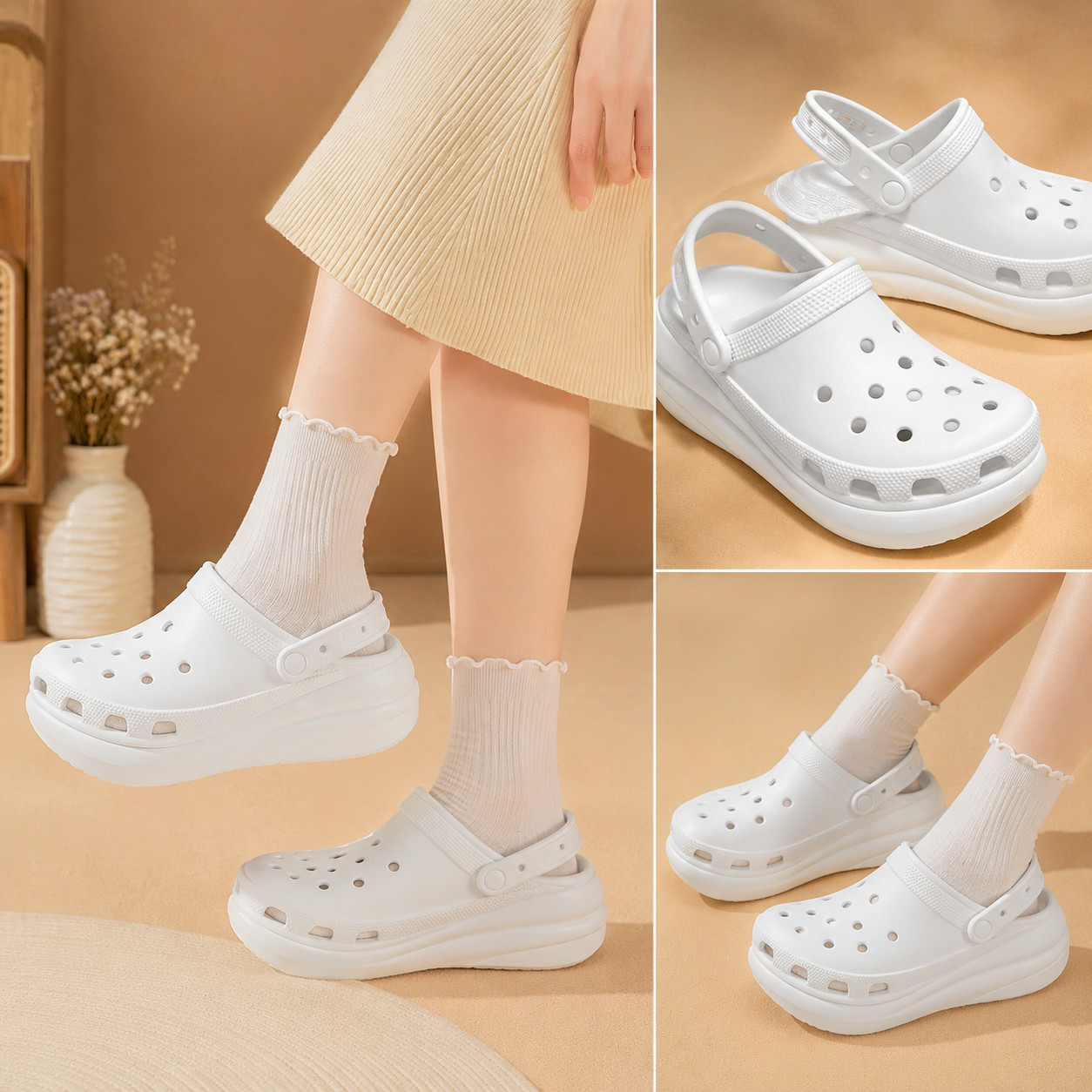 Crocs Crush Platform Clogs Lightweight Water-Friendly Elevated Casual