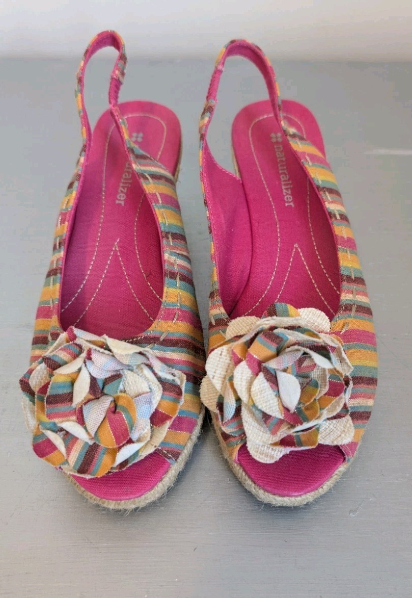 Naturalizer Women’s Multicolor Slingback Wedge Sandals 8 M