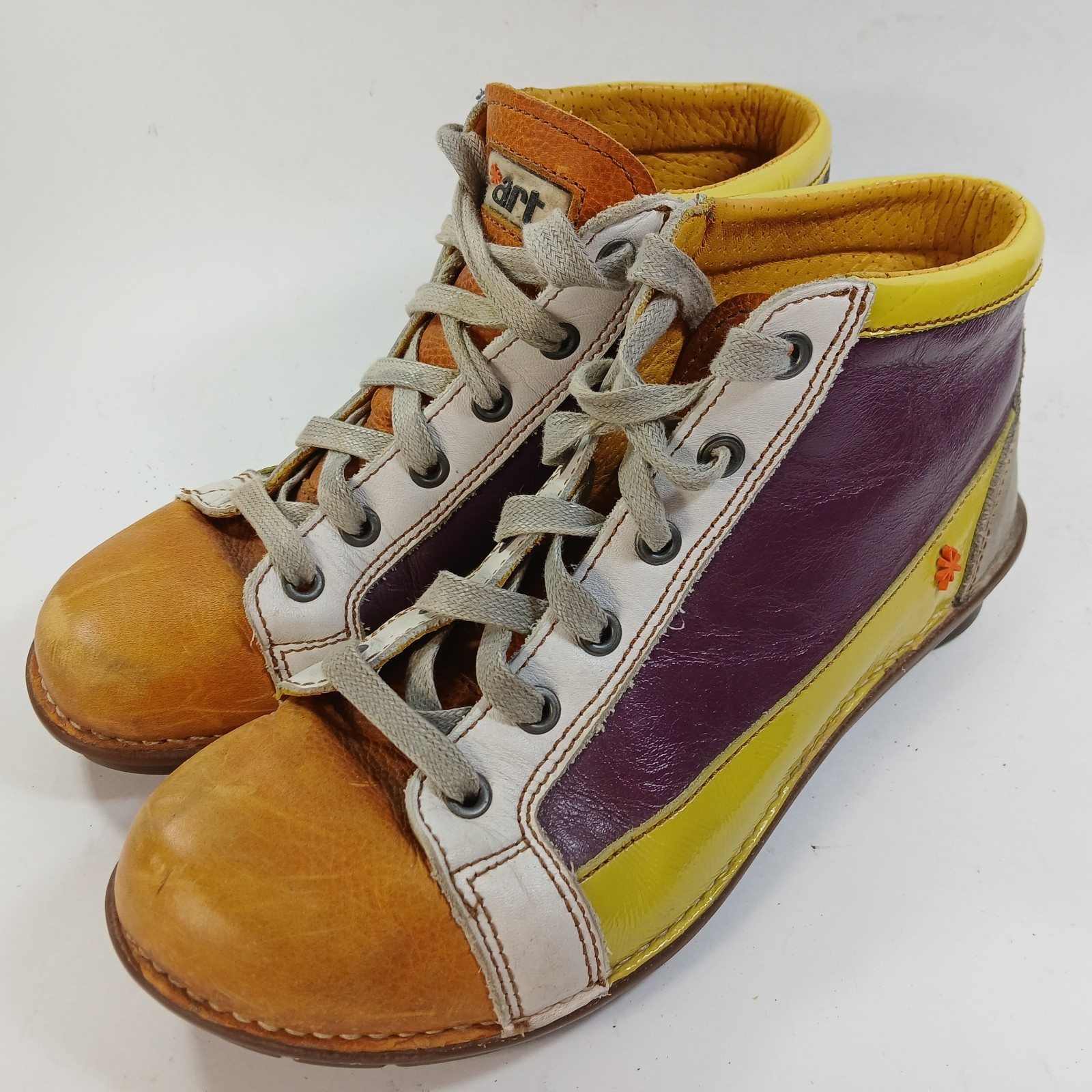 The Art Company EU40/US 9 Funky Sneakers Leather Shoes Purple Yellow Platform