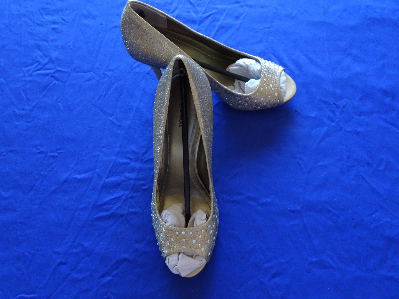 NEW! Style & Co 3.5 in Heels Monaee Open Toe Pumps Gold Rhinestones Women’s 6 M