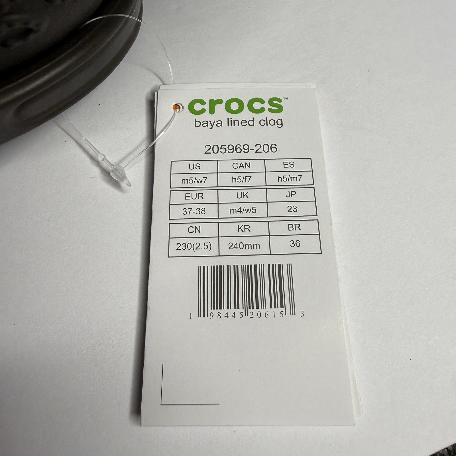 NWT Crocs Baya Lined Clog Espresso Brown Mens 5 Womens 7 Faux Fur 205969-206