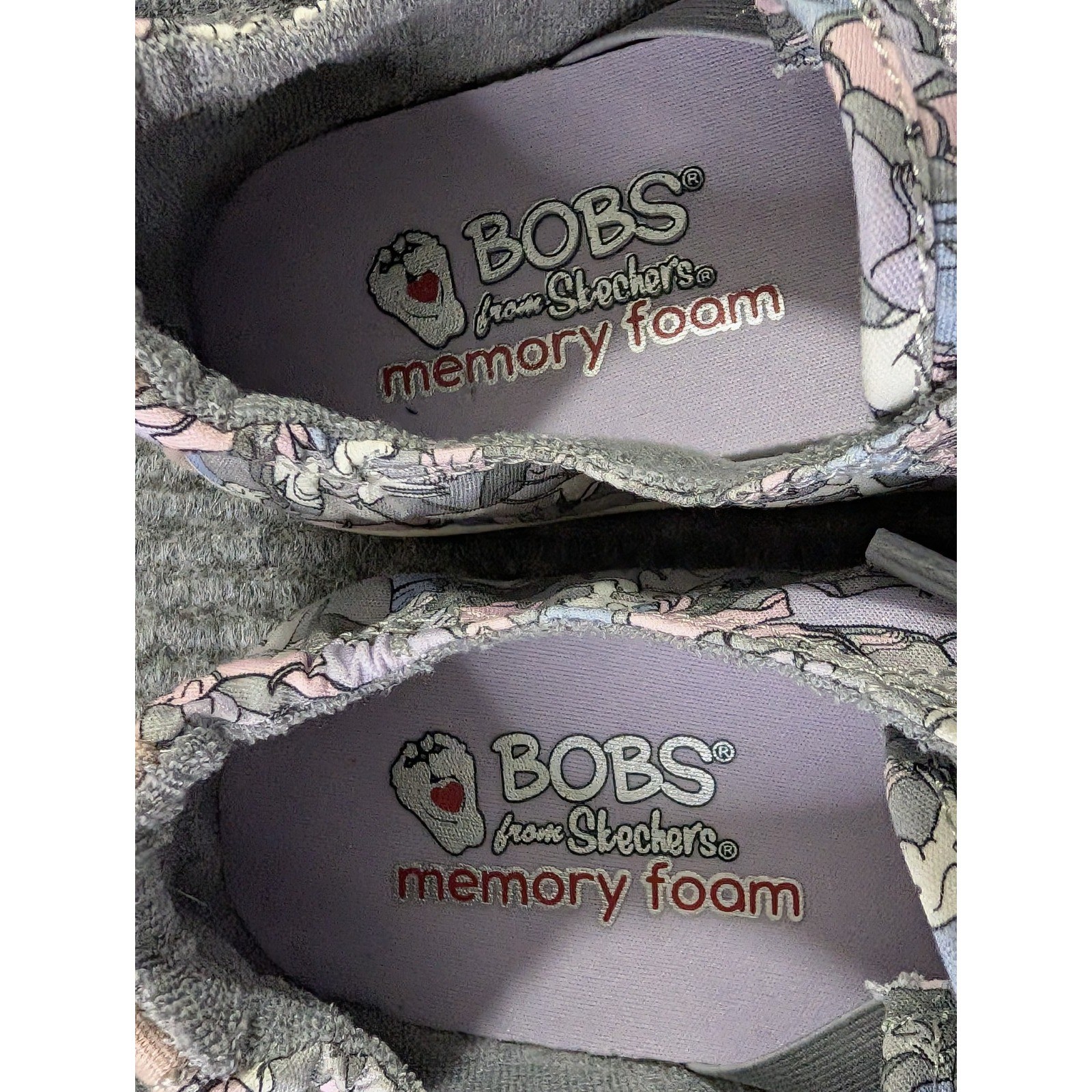 Skechers Bobs Dogs Beach Bingo Sneaker Womens 6.5 Gray Slip On Casual Travel