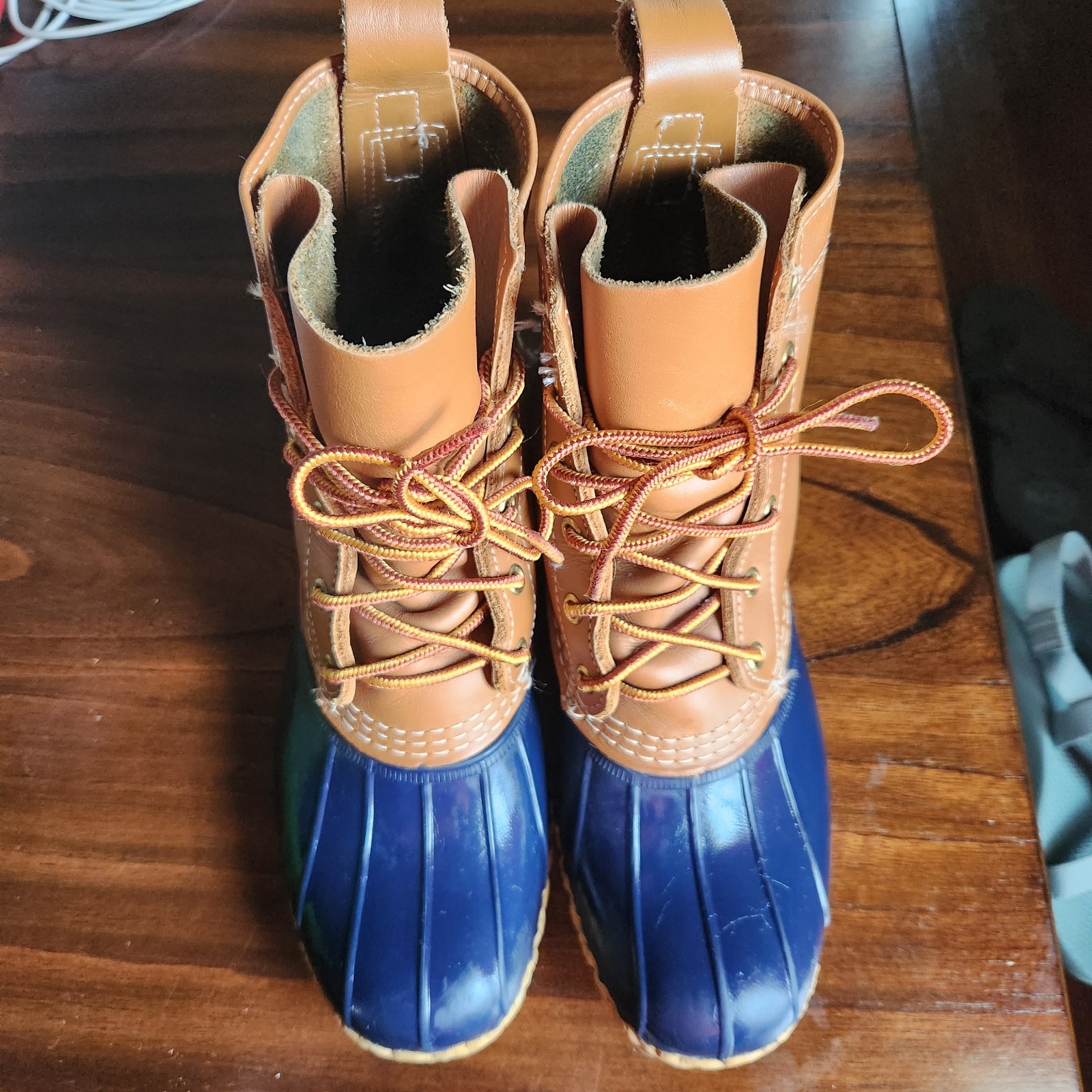 Blue & Tan LL BEAN Classic Duck Boots Women’s 9 Waterproof Leather USA Bean Boot