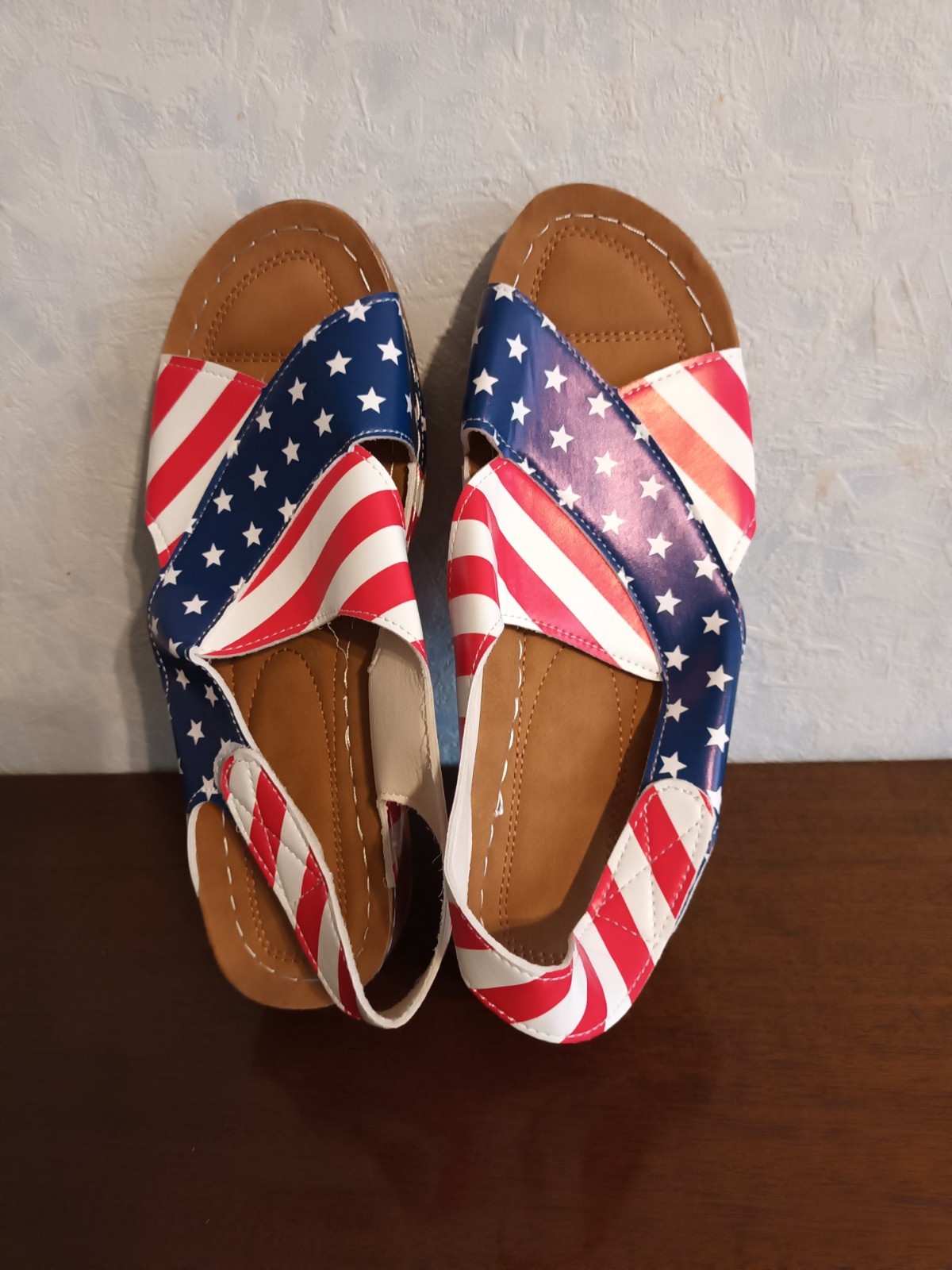 Women’s Open Toe Sandals color of the U.S. flag Sz 8,5 /UK 6,5 / EUR 40 NEW