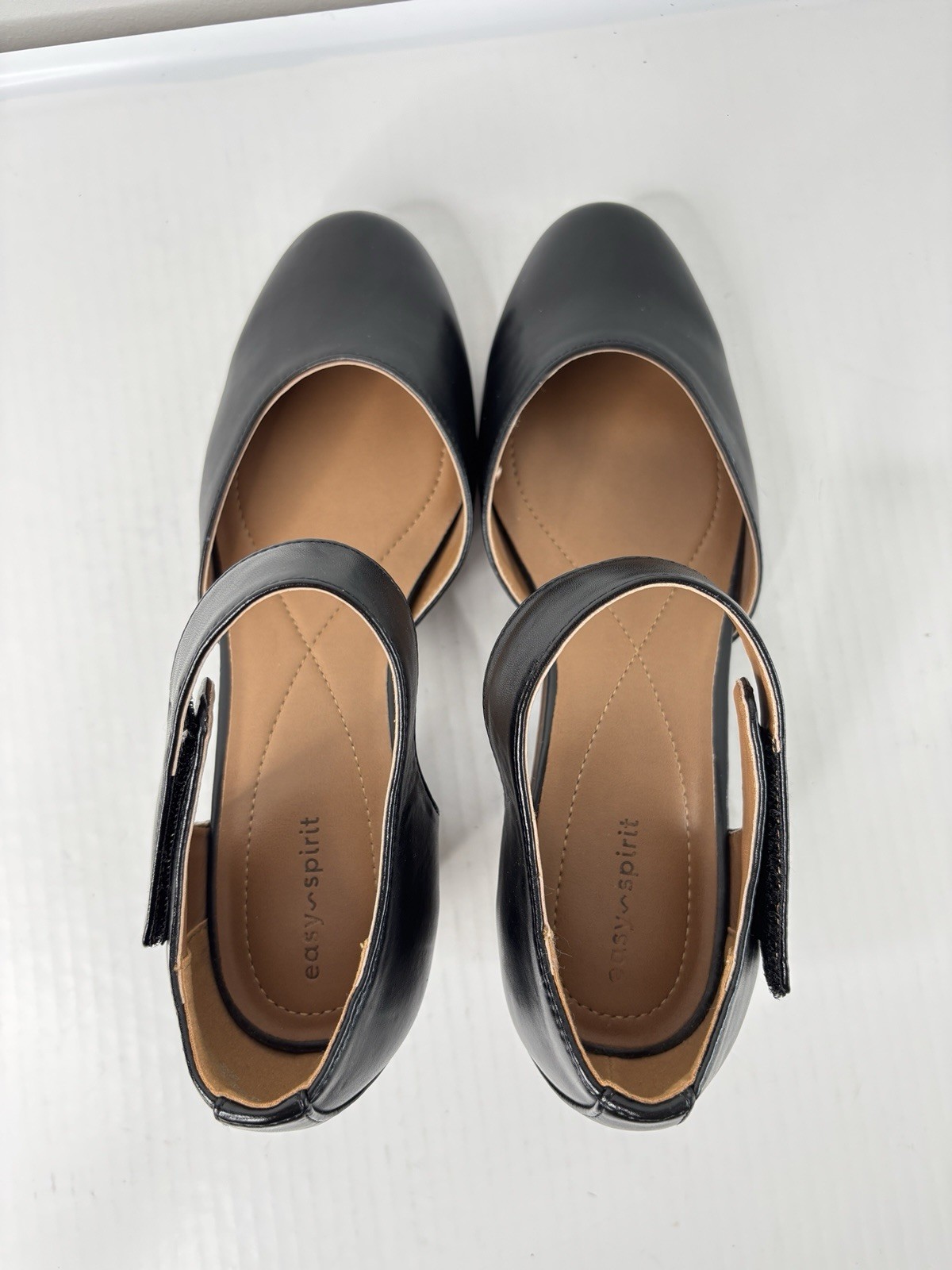 Easy Spirit Clarice Mary Jane Pump Hook Loop Ankle Strap Size 9.5 Black Leather
