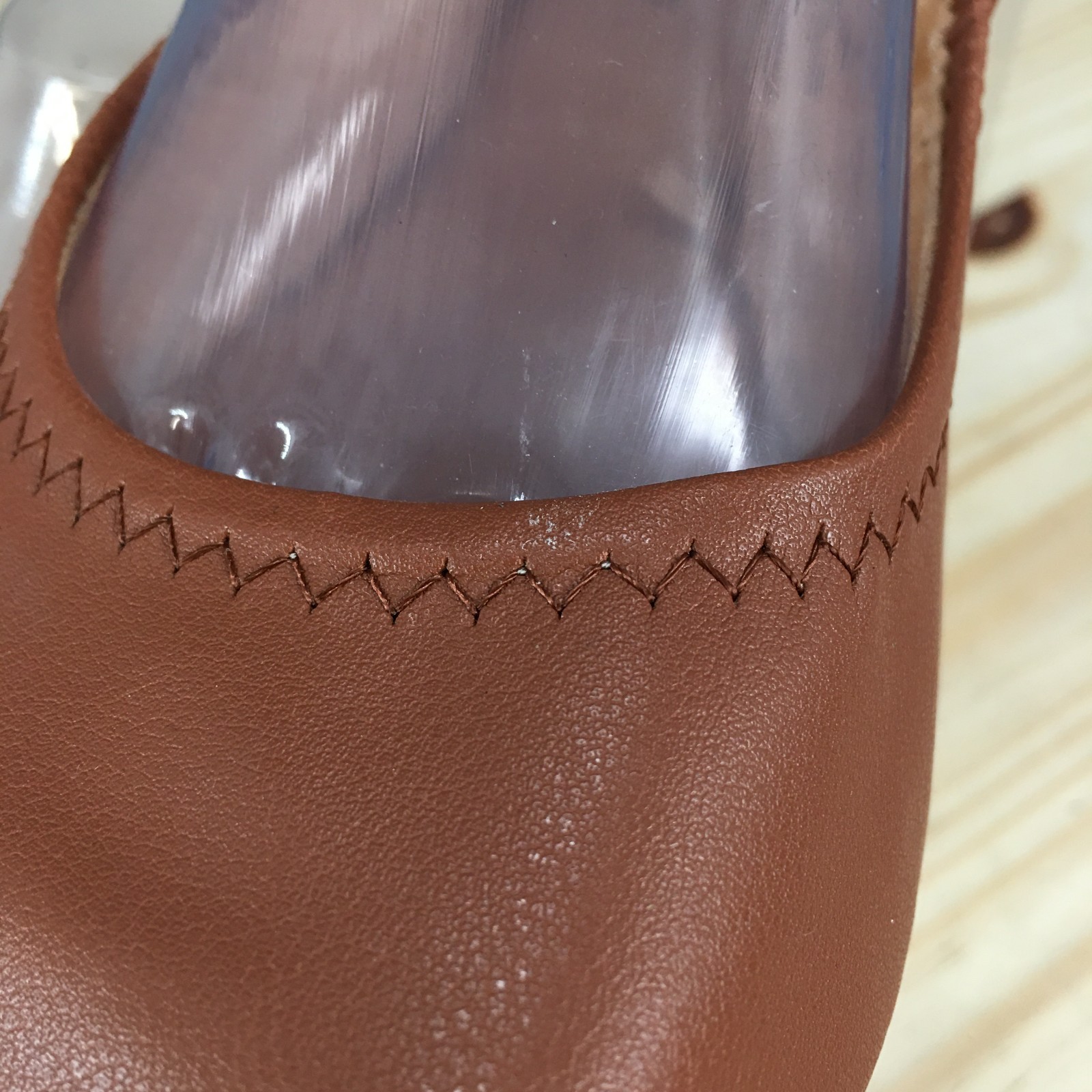Time And Tru Shoes Womens 7W Scrunch Slip On Ballet Flats Brown Faux Leather