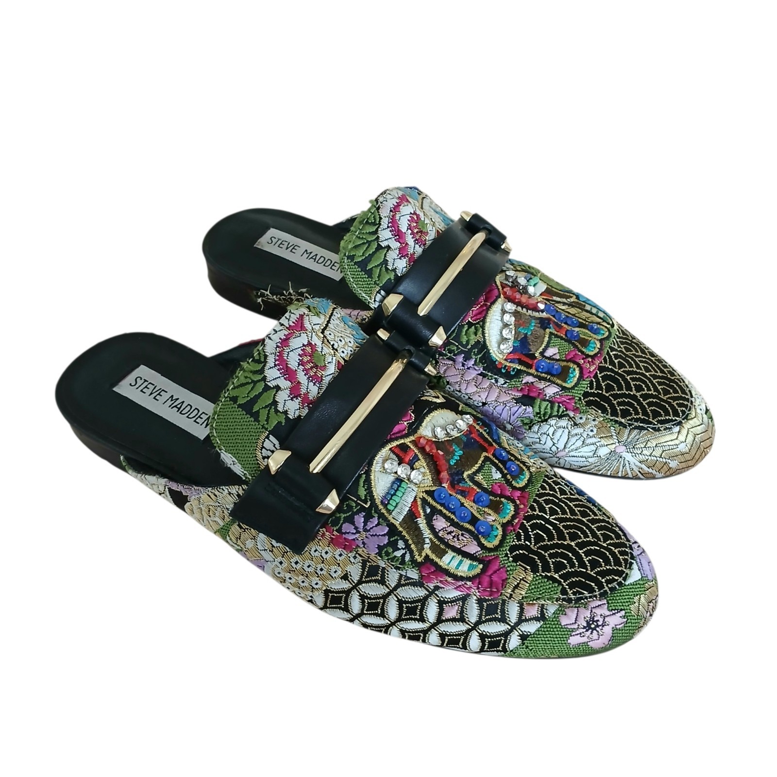 STEVE MADDEN Kera Embroidered Tapestry Beaded Elephant Mules Women’s 8 Whimsical