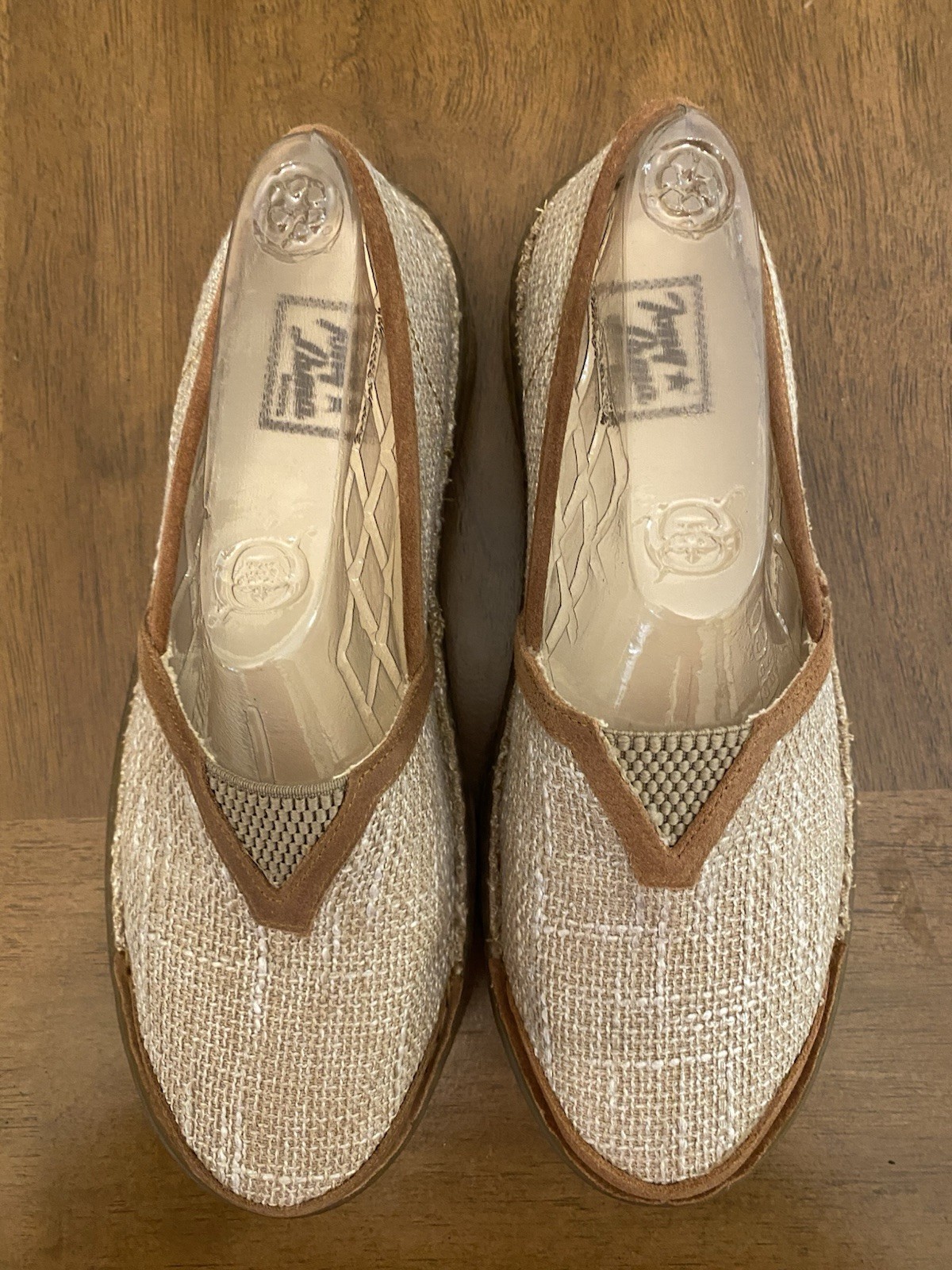 Tony Lama Renata Womens Sz 7.5 Beige Canva Burlap Slip On Western Loafers Shoes