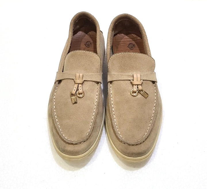 Loro Piana Beige Suede Summer Charms Walk Loafers Size EU 37 US 6.5