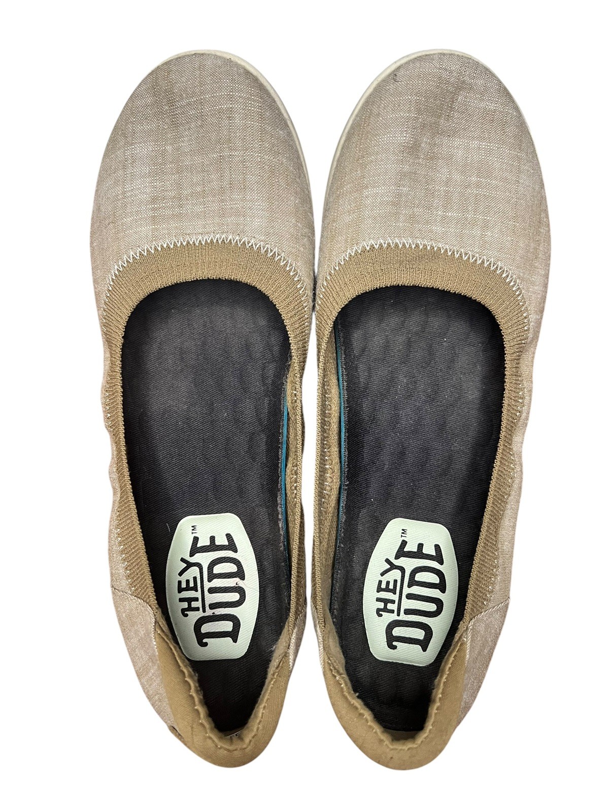 Hey Dude Savannah Women’s Size 7 Tan Classic Canvas Flats Shoes Casual Slip on