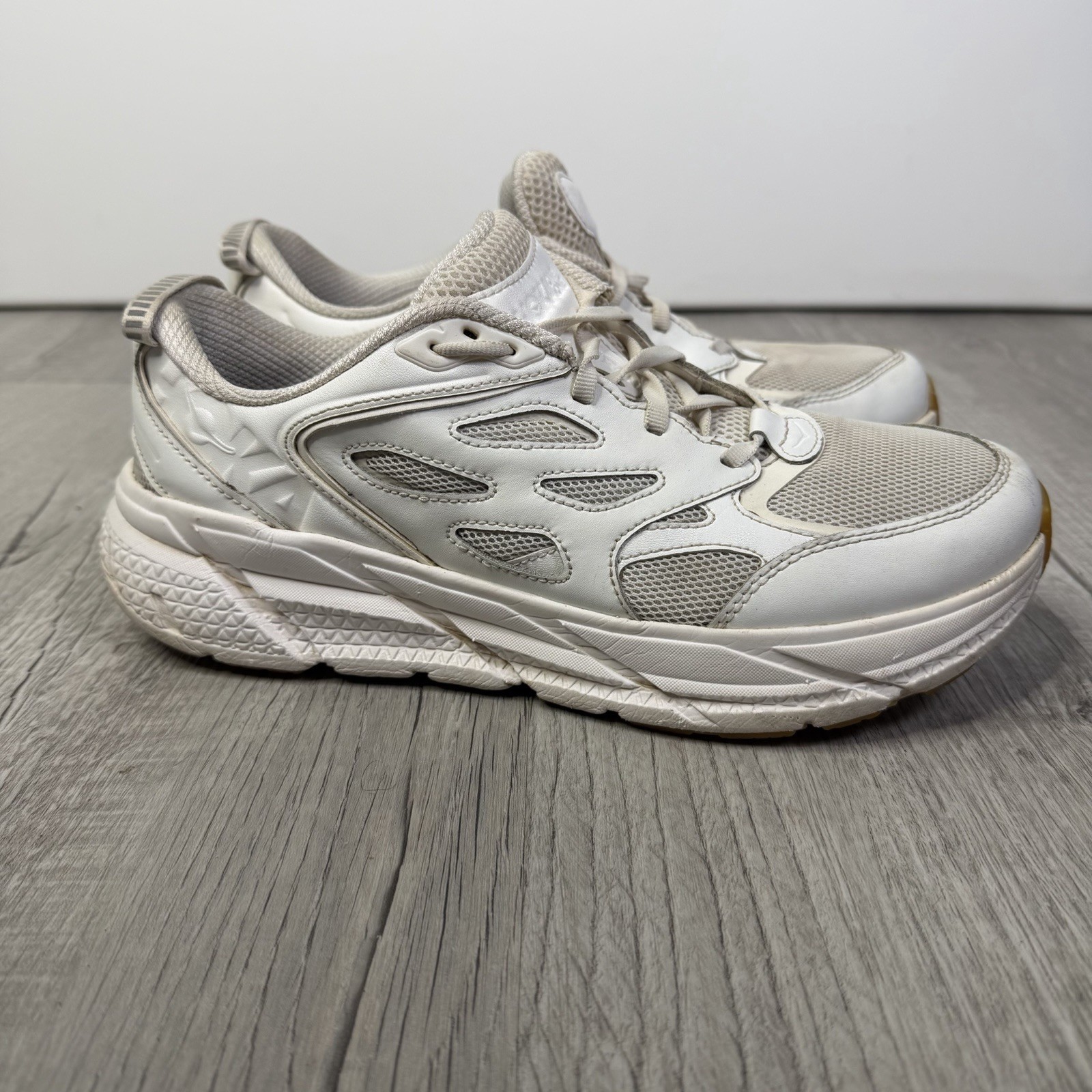 HOKA ONE ONE U Clifton L Embroidery Athletic Running Shoe M9/W10 White leather S