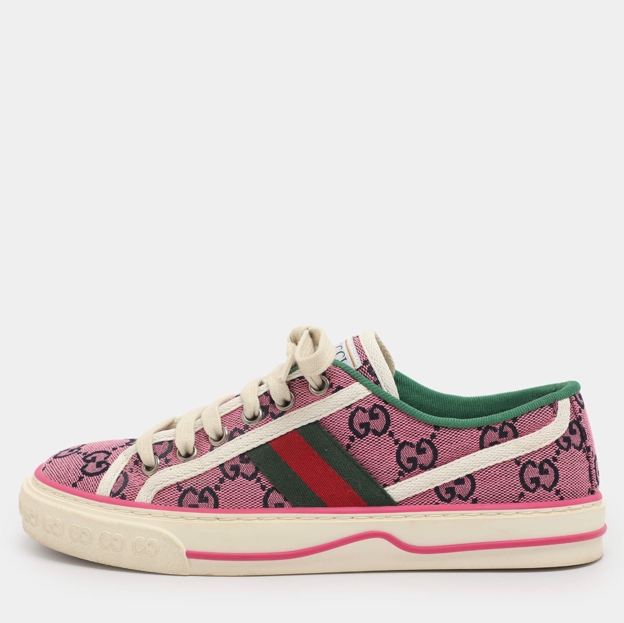 Gucci Tennis 1977 Size 36 Pink GG Canvas Low Top Sneakers