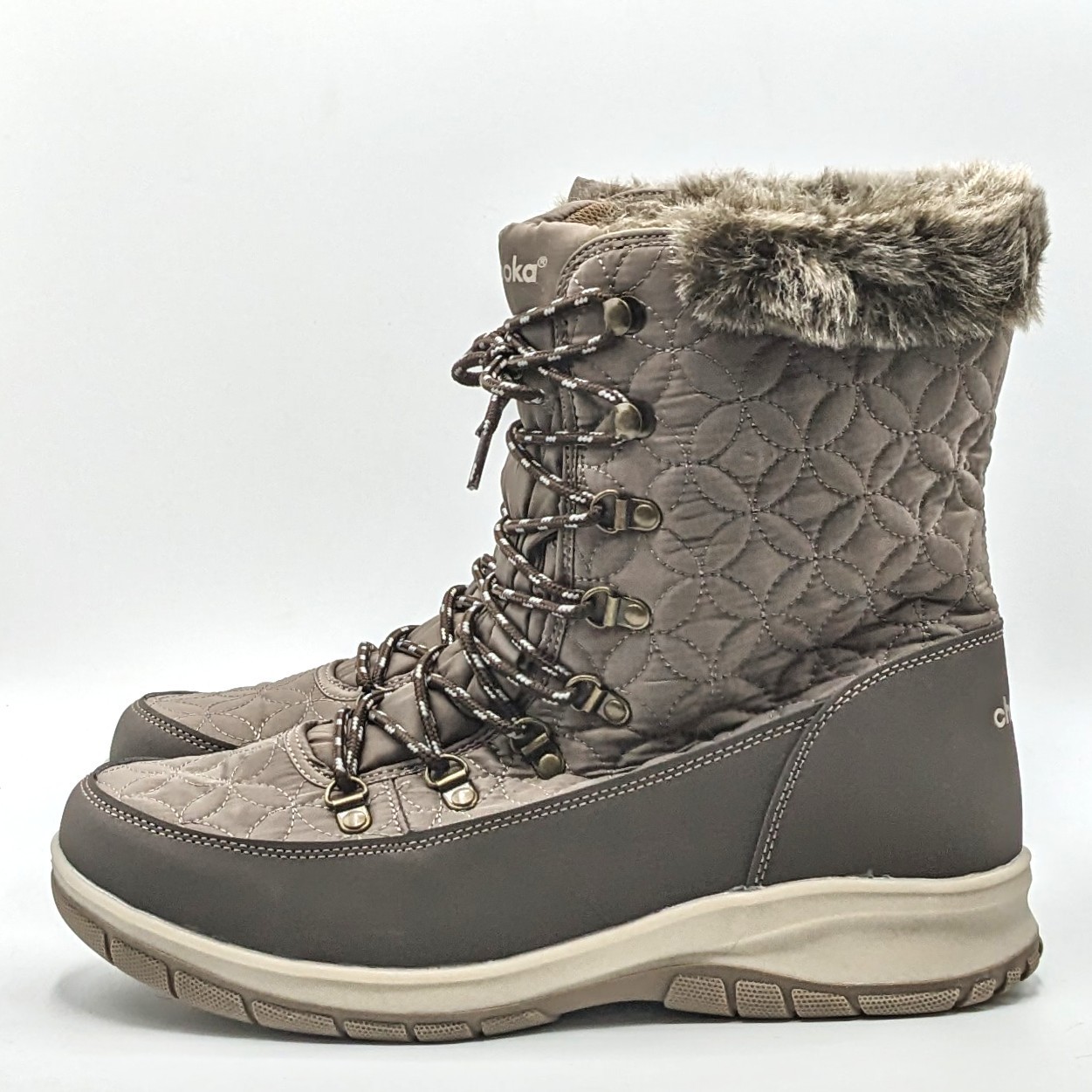 Chooka “Belltown Mid Faux Fur” Women’s Cold Weather (Rated -20*) Taupe Boot NEW