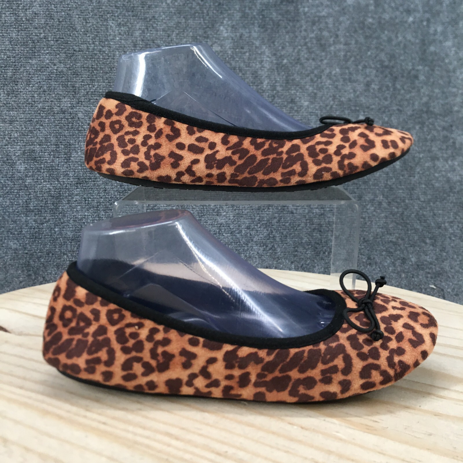 Justfab Shoes Womens 9 Ballet Flats Brown Cheetah Print Slip On Casual Comfort