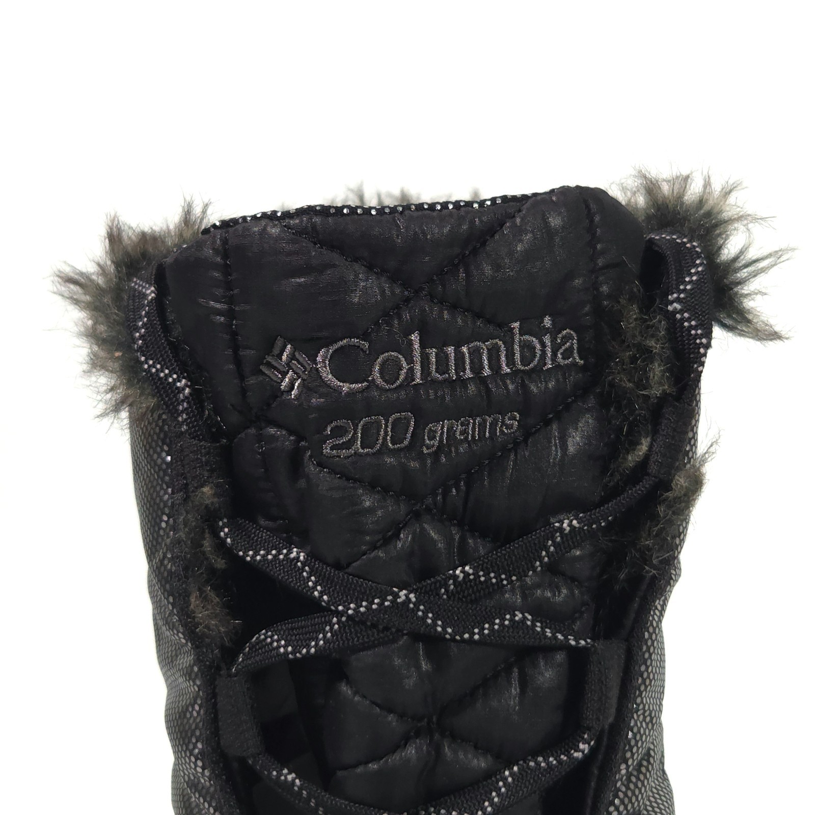 Columbia Boots Women Size 8.5 Silver Waterproof Faux Fur Quilted Snow BL3826-010