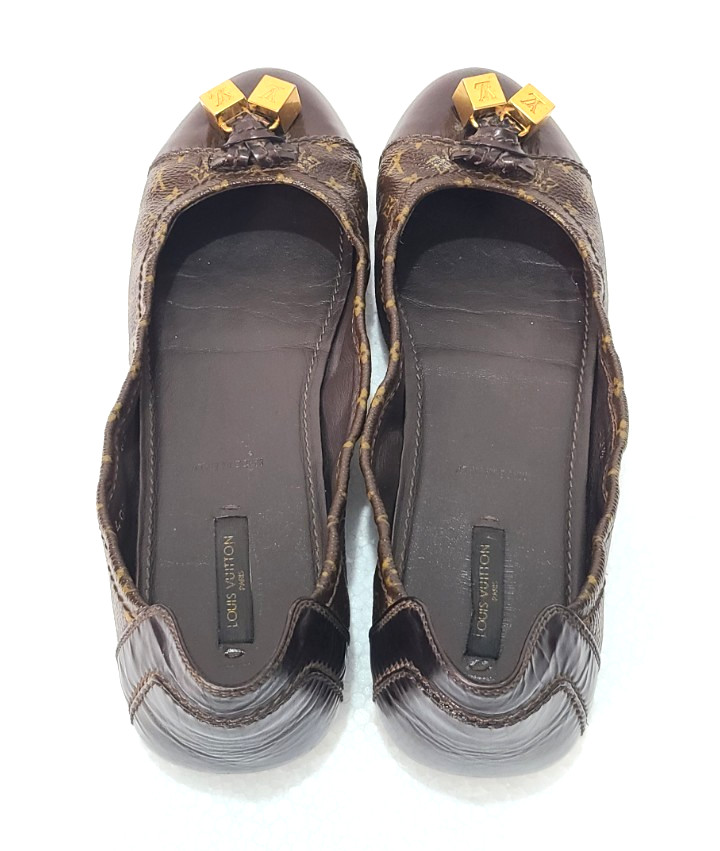 Louis Vuitton Monogram Canvas Ballet Flats Gold Cubes Dice EU 40.5 US 10