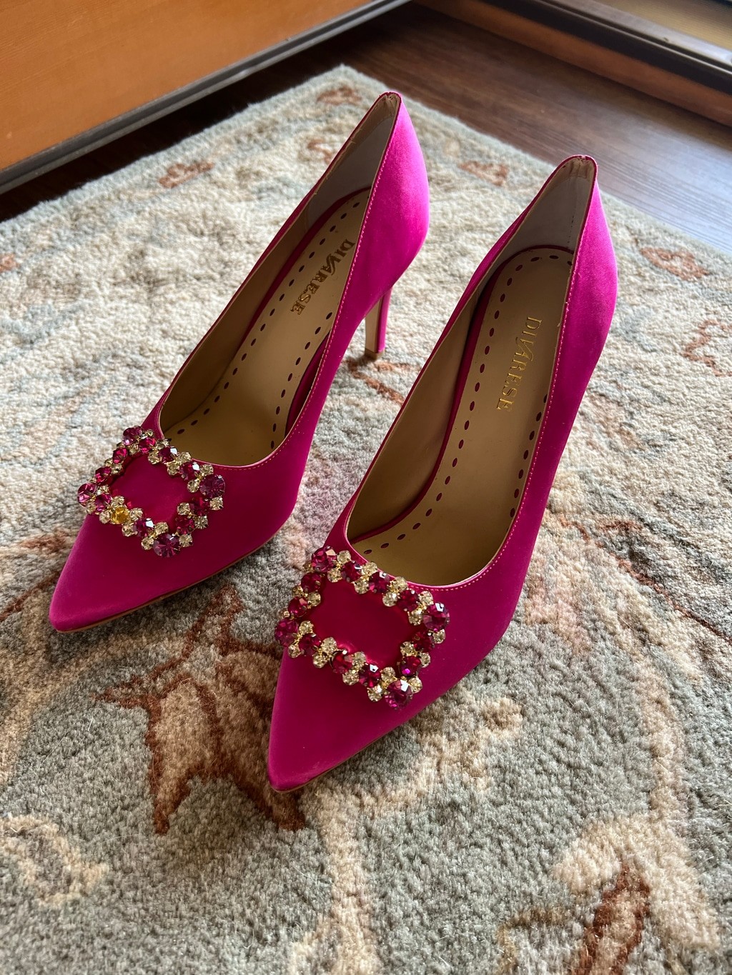 Divarese Pink Crystal Embellished Heels, Size 9.5-10 Luxury