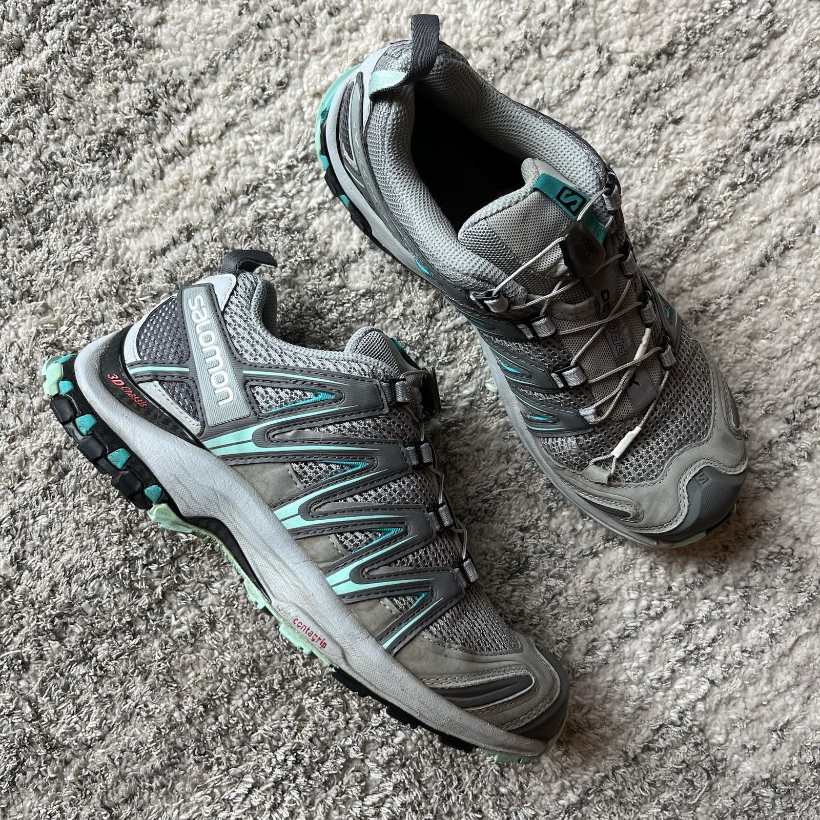 Salomon XA PRO 3D Grey/Teal Women’s Size 9 Trail Running Hiking