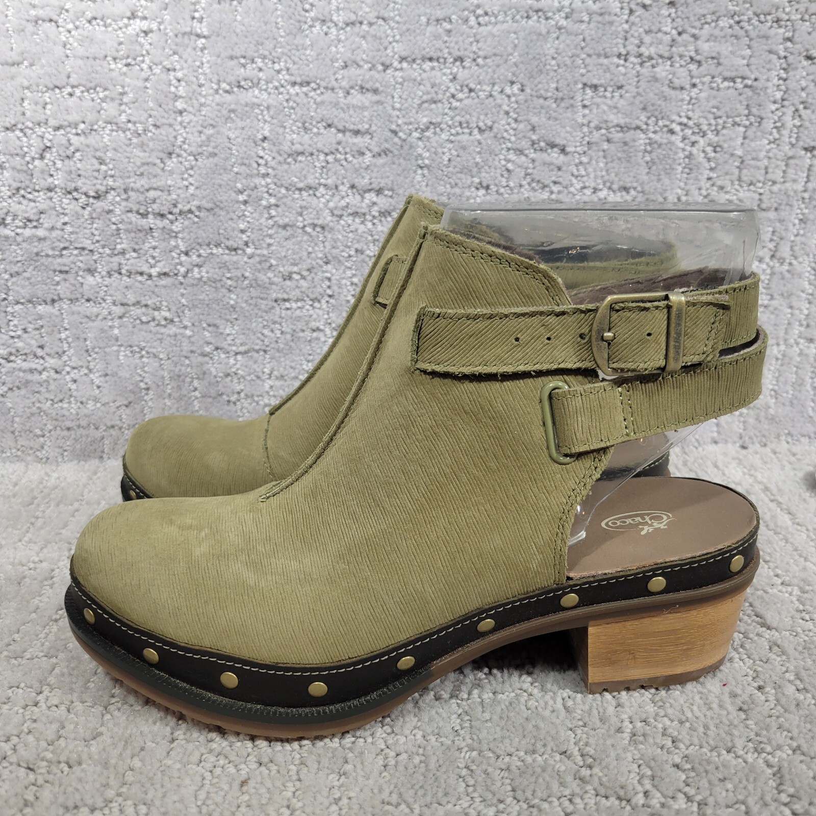 Chaco Womens US 6 Cataluna Moss Olive Green Waterproof Leather Ankle Strap Clogs