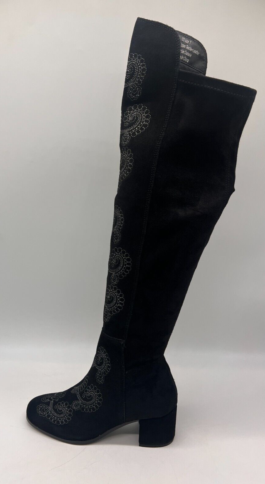 Sbicca Chenoa Black Over The Knee Boots Size 7 Embroidery Textile & Leather