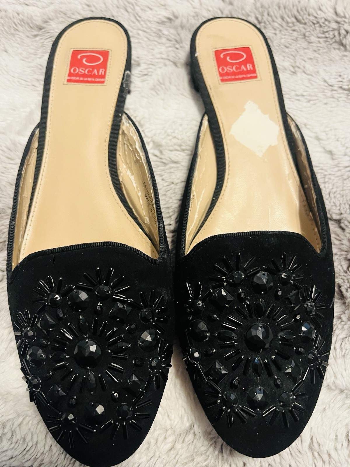 Oscar by Oscar de La Renta Women’s Black Crystal Accented Mule Slide