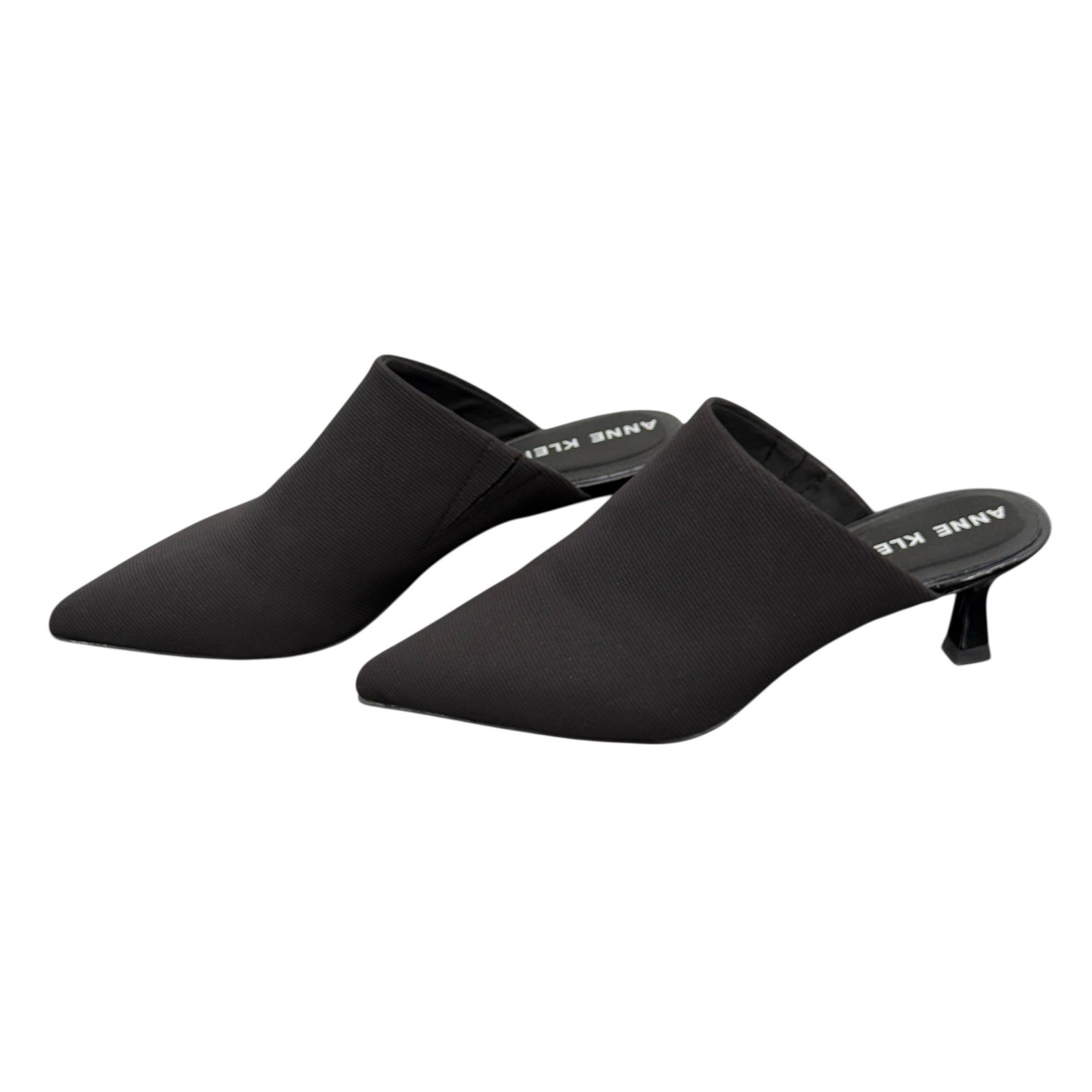 Anne Klein Akisabell Mule Heels 6.5M Black Stretch iFlex Kitten Heel NEW In Box