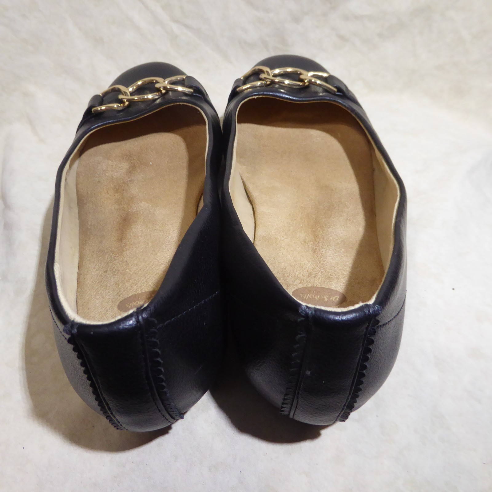 🩰 Dr Scholl’s Comfort Ballet Flats sz 8.5 W Black Leatherette; Chain Link Strap