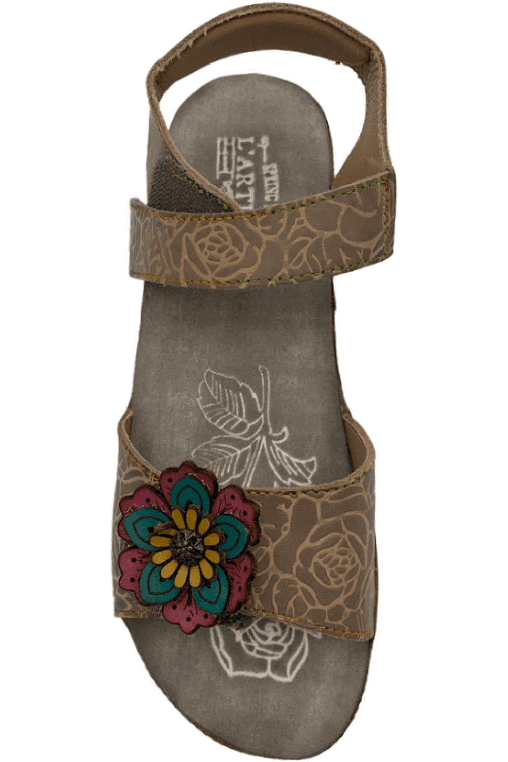 L’Artiste by Spring Step Leather Wedge Sandals Cuteness Gray Multi