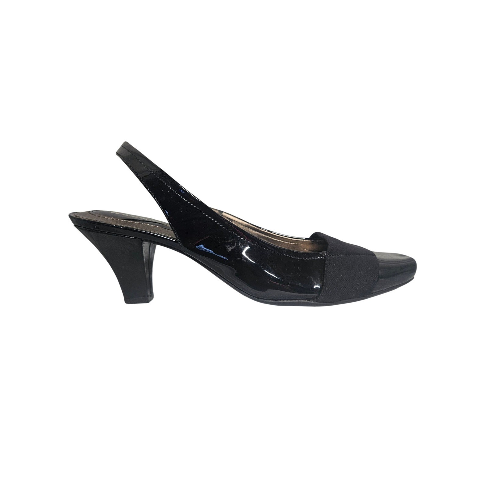 Naturalizer Question Black Patent Slingback Heels Womens 8.5 M Pointed Toe Pump