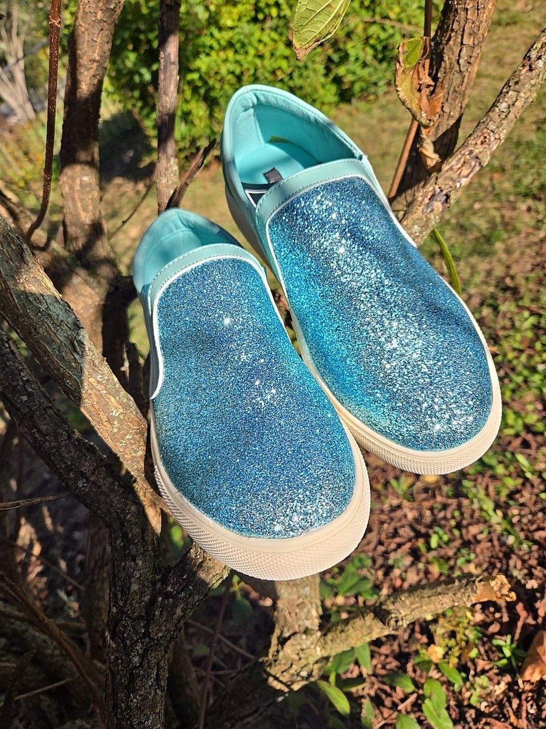 Daily Shoes Women’s Espadrilles Slip On Tracy Glitter Turquoise Size 7.5 NWT