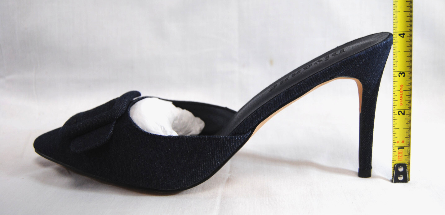 Divanne Women’s Buckle Backless Heeled Mules Pointed-Toe Denim Shoes New T2377
