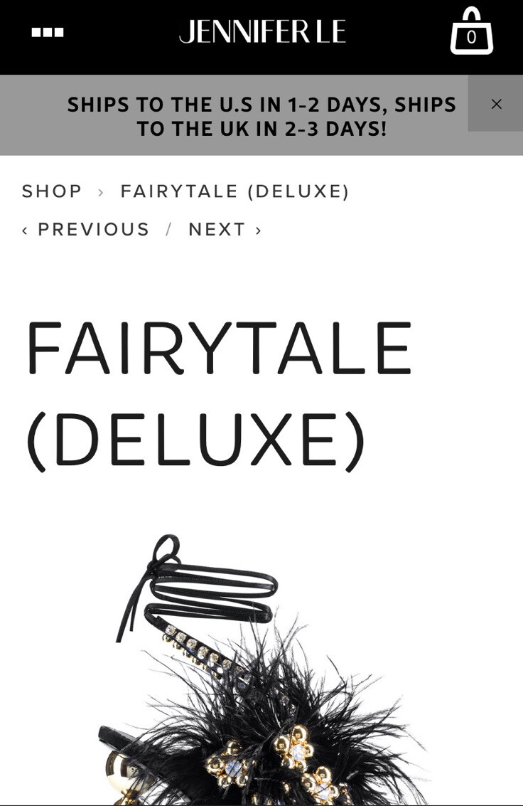 New I AM Jennifer Le Fairytale Ostrich Feather/Crystal Hi Heel Sz 36 US 6 NWOB