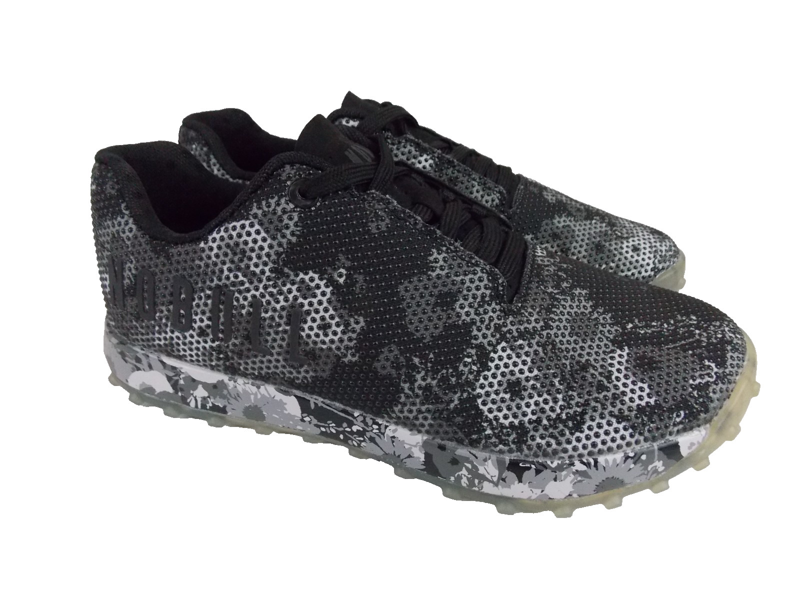 NoBull Womens Floral Trainer Shoes Black Gray White Athletic Workout SZ 7