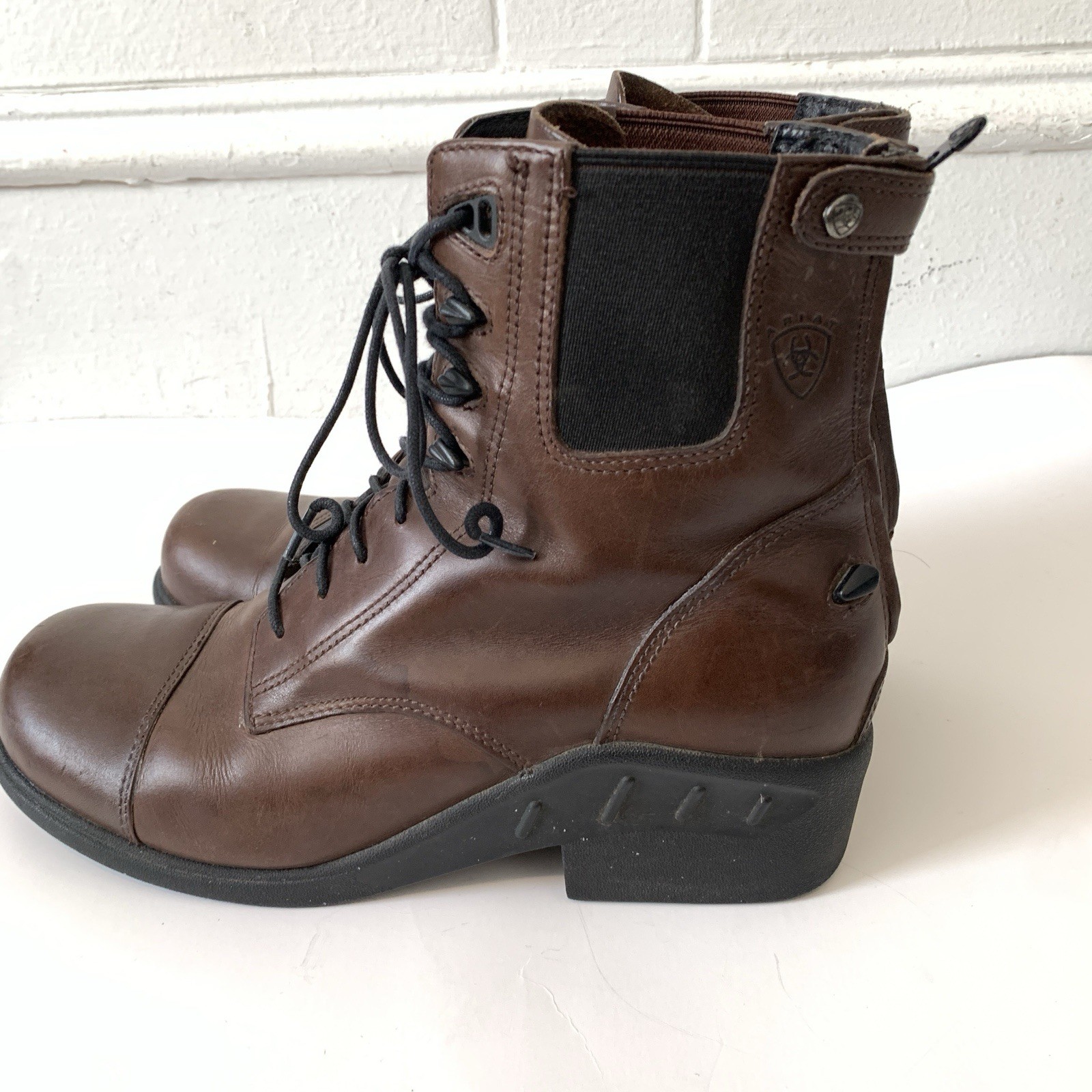 Ariat Womens 9.5 Boots Paddock Riding Brown Leather Lace Up ATS Western S# 42026