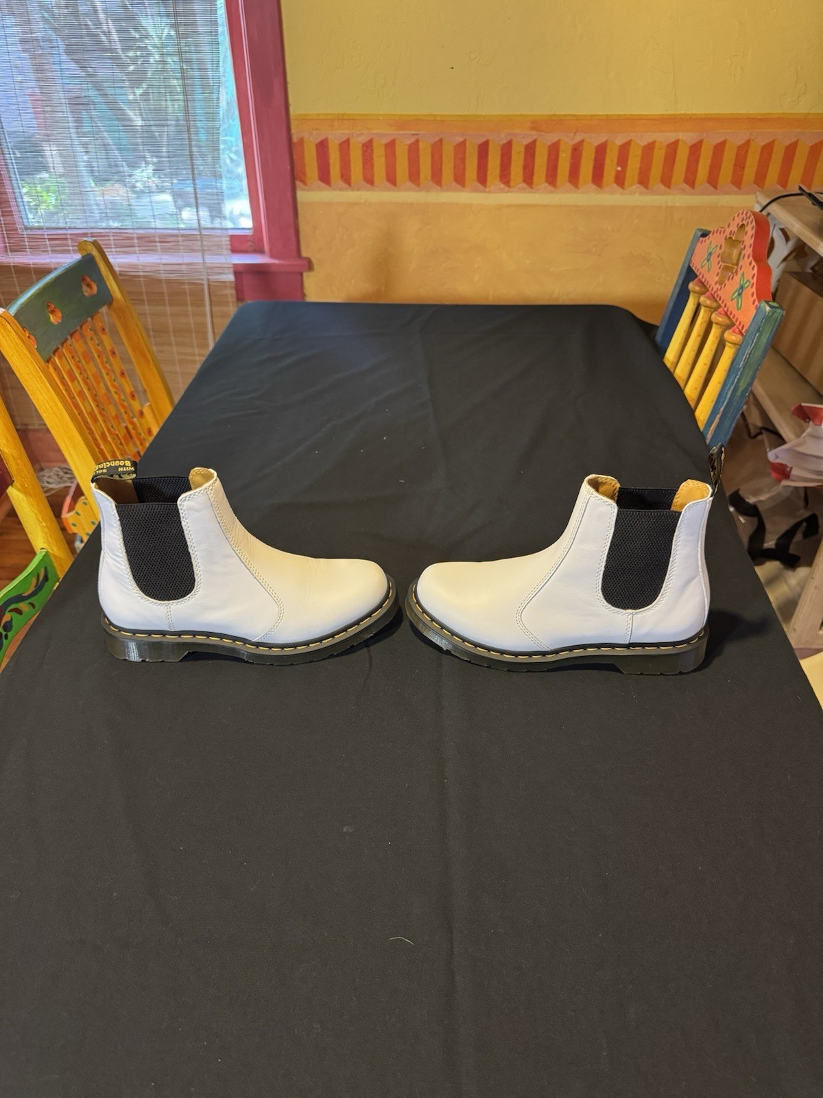 Dr. Martens 2976 White/Black Leather Chelsea Ankle Boots Womens US 10 EU 42