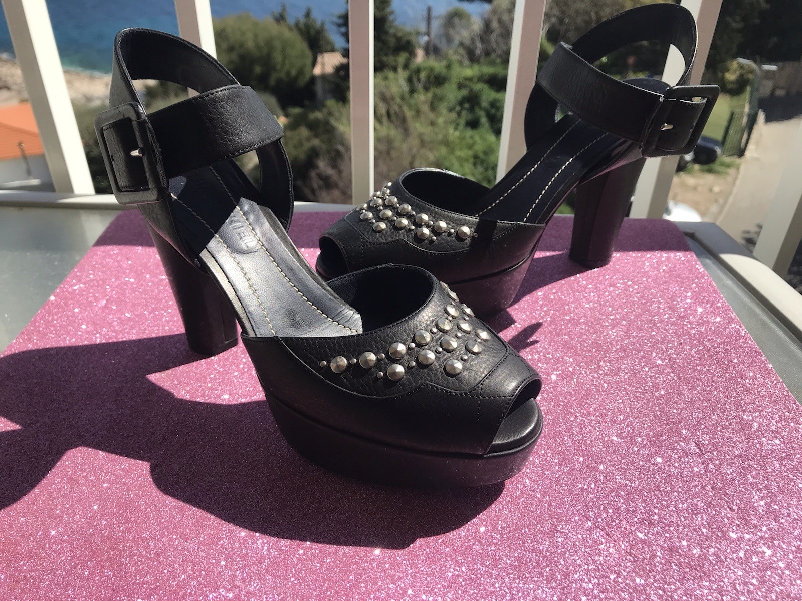 🍀SONIA RIKYEL 🌼LEATHER PLATFORM SHOES SIZE 36.5 🌷 💐💐 ́