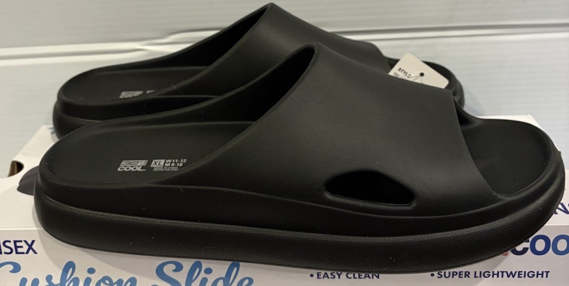NEW 32 Degrees Cool Unisex Cushion Slide Sandals – SIZE XL- W11-12, M9-10, BLACK
