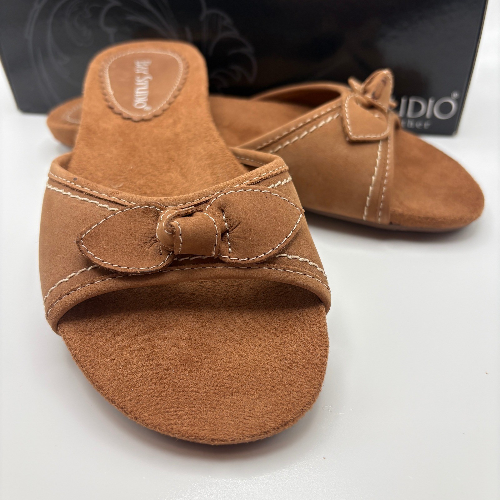 Bay Studio Jaden Womens Brown 100% Leather Slide Sandals Size 7M NWT