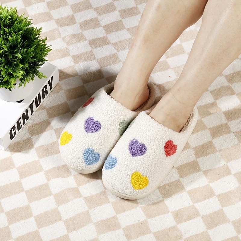 Christmas Slippers for Women Men, Cute Animal 9-10 Women/8-8.5 Men Color Heart