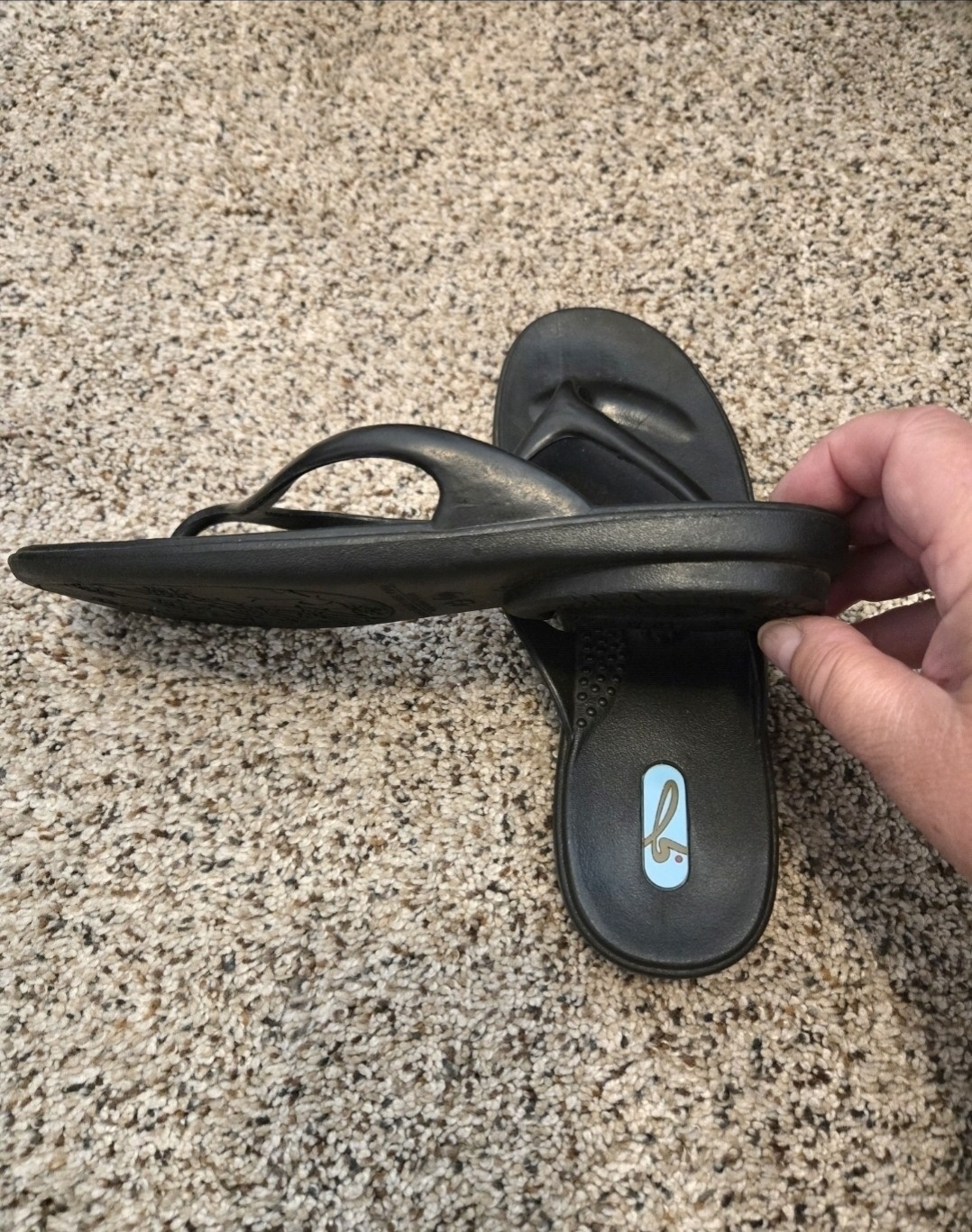 Oka-B Millie Ergonomic Women’s Black Flip Flop Sandals Med 8.5-9.5