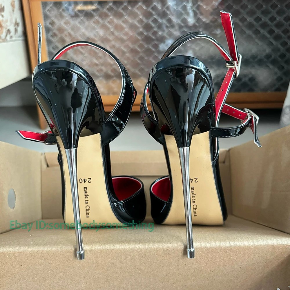 Women 16cm Extreme High Heels Sandals Buckle Strap Pointed Toe Pumps Party Shoes