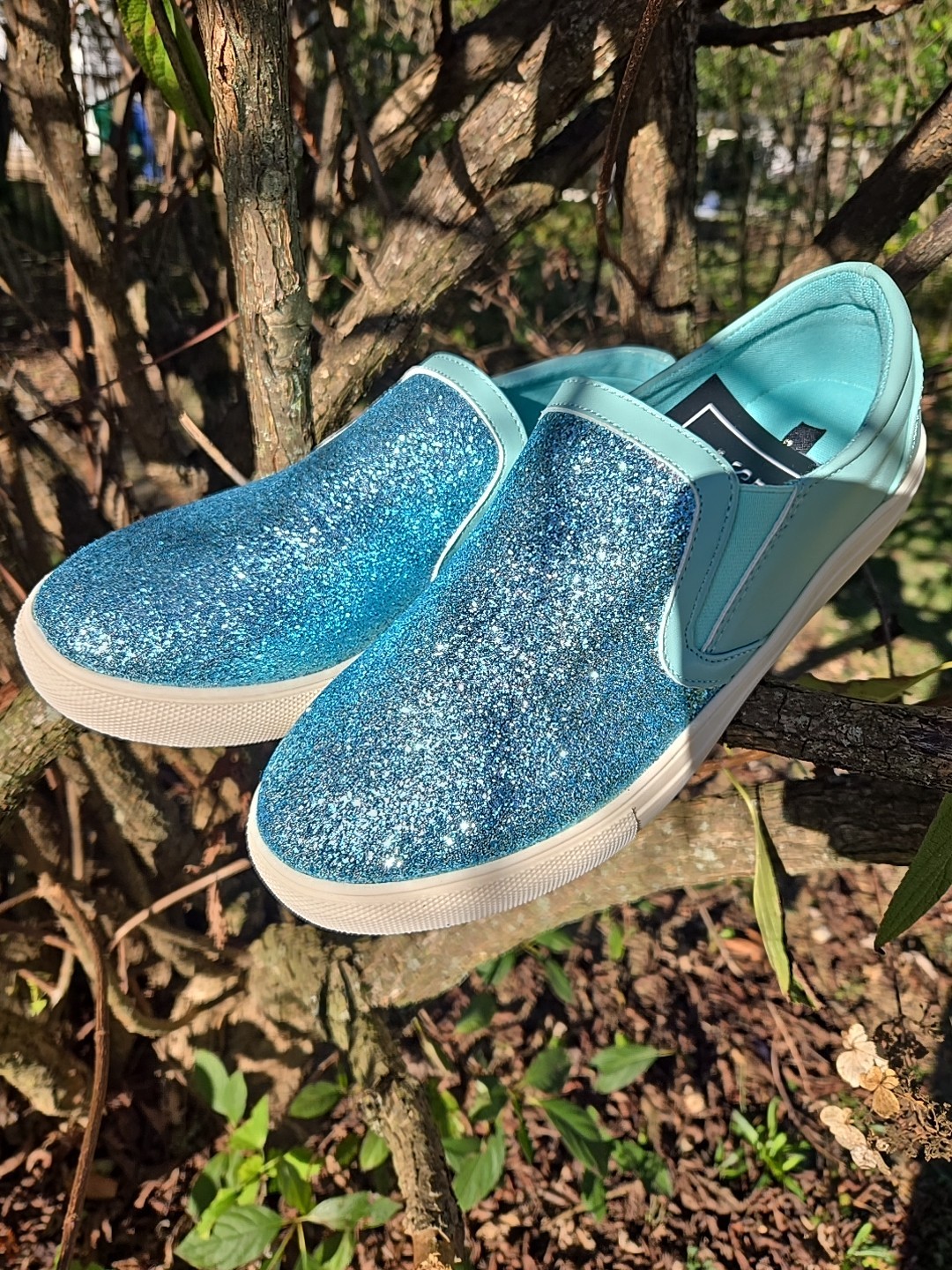 Daily Shoes Women’s Espadrilles Slip On Tracy Glitter Turquoise Size 7.5 NWT