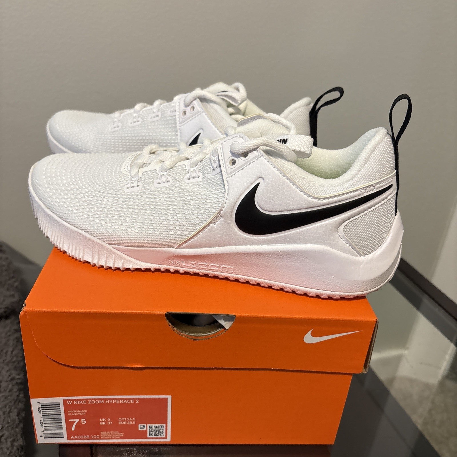 Nike Zoom Hyperace 2 Volleyball Shoes Women’s White NEW AA0286-100 Womens 7.5