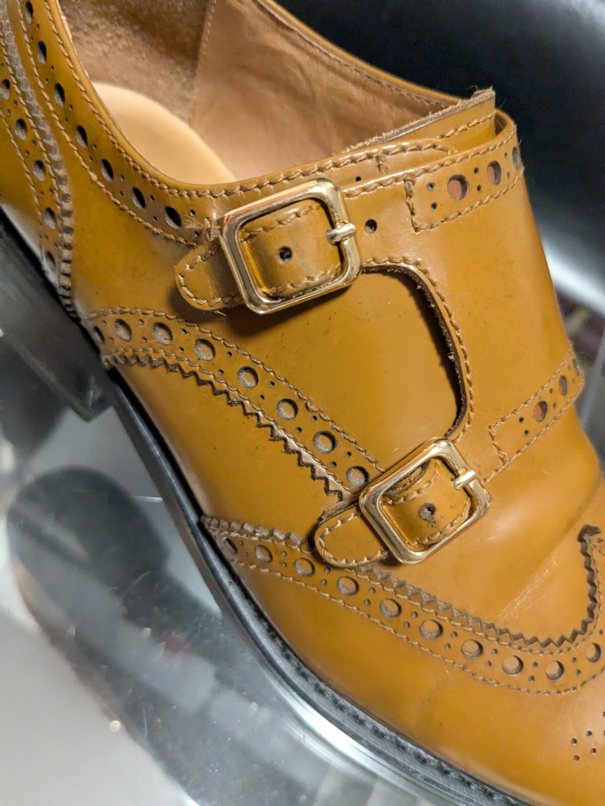 Church’s Lana Double Monk Brogue Cognac Leather Women’s Size 230mm / US 6