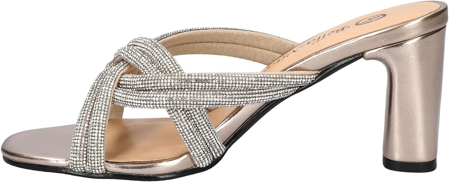 Bella Vita Women’s Carmen Heeled Slip on Sandals – Gold Size US 8.5