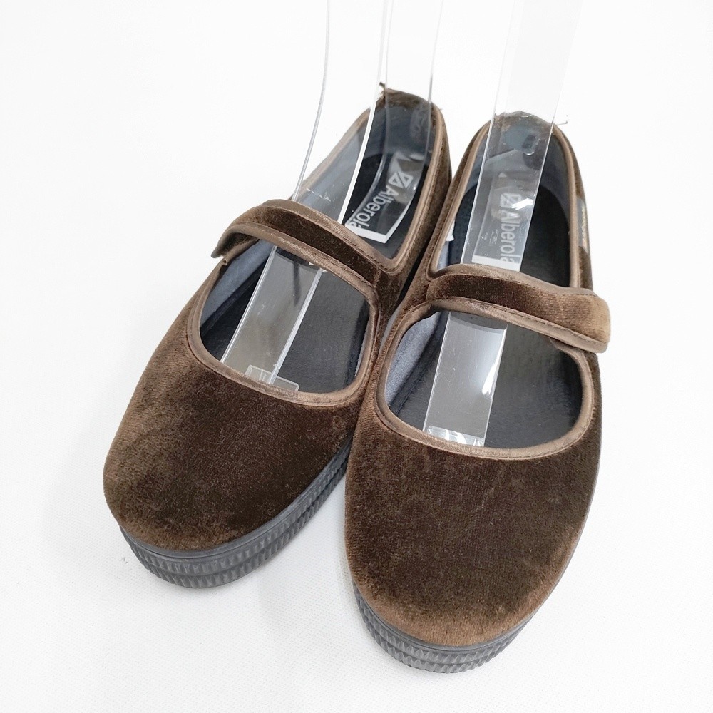 ALBEROLA Mary Janes, platform sole, velour material Shoes Brown 5-1117T◎