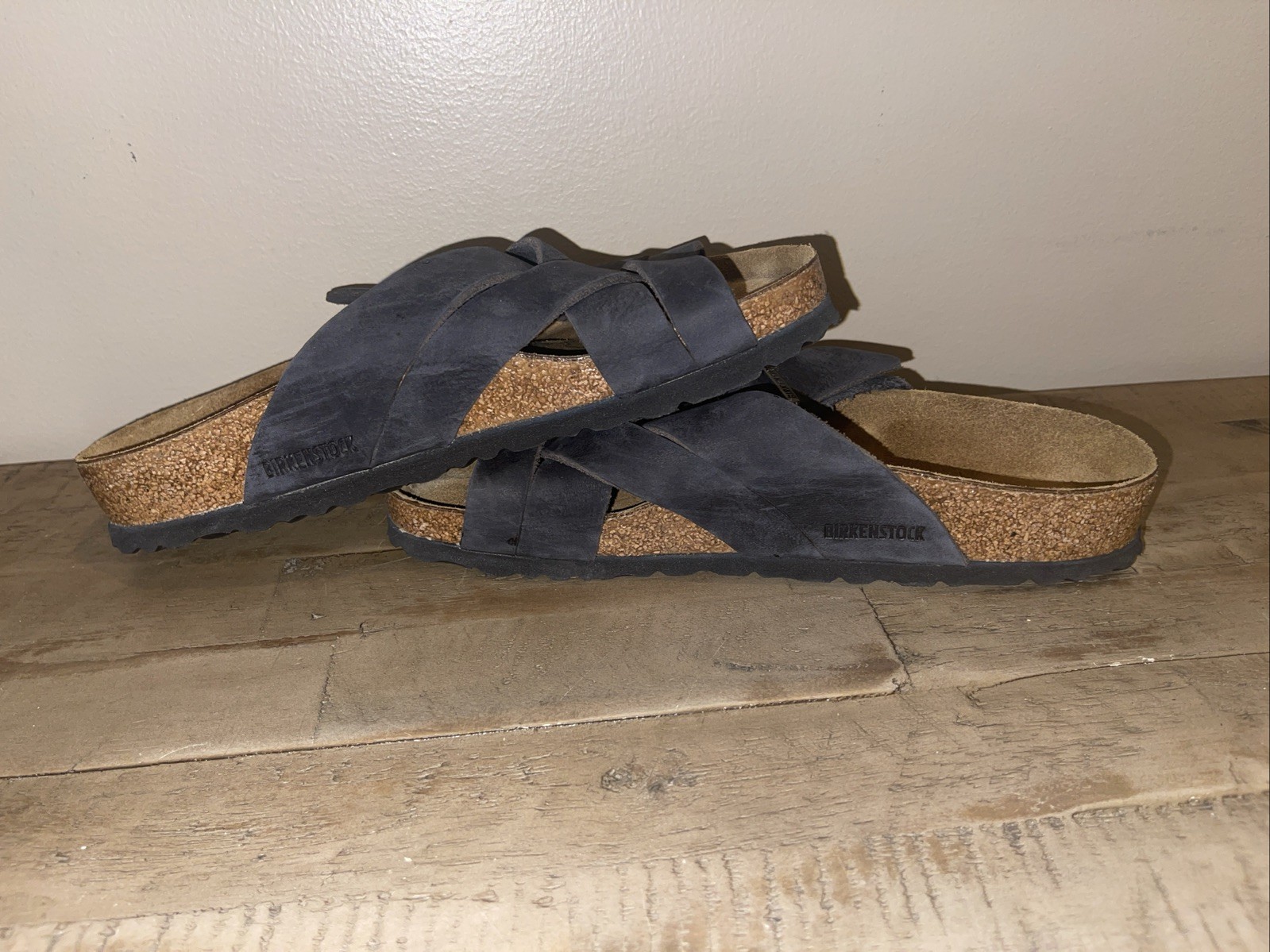Birkenstock Lugano Women’s Black Leather Cross Straps Sandals Size 6-6.5 EU 37