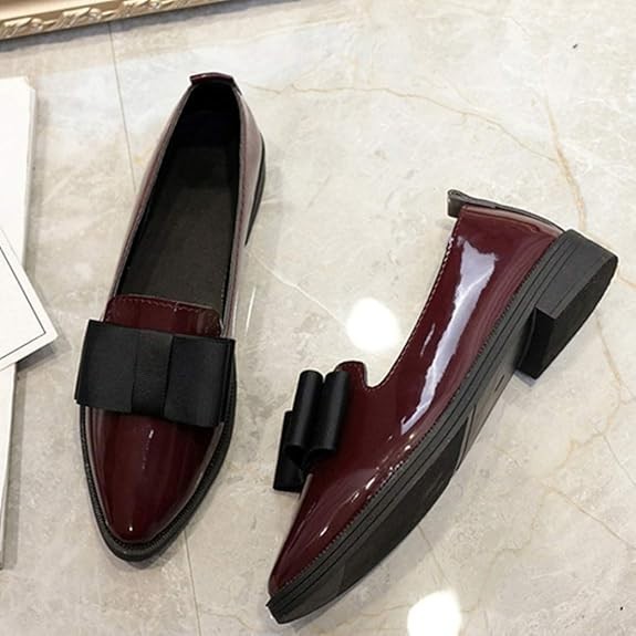 WOMEN LOFFERS SHOES WETLOOKS IN PURE WINE/OXBLOOD COLOUR SIZE 38