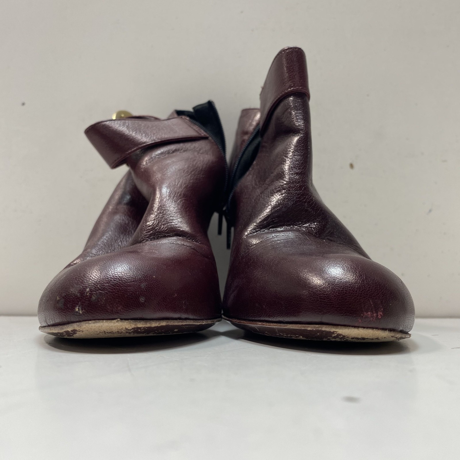 Coach Nicolete Burgundy Leather Gold Buckle Ankle Boots Women’s Size 10 B
